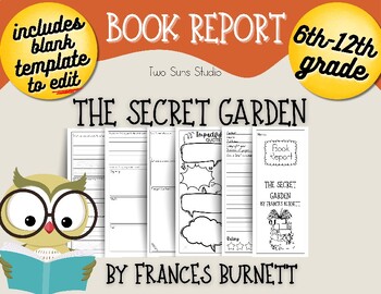 Preview of The Secret Garden, 6th-12th Grade Book Report Brochure, PDF, 2 Pages