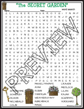 The Secret Garden Activities Frances Hodgson Burnett Crossword Word