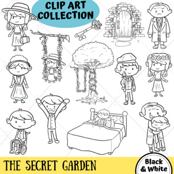 Preview of The Secret Garden Clip Art (BLACK AND WHITE ONLY)