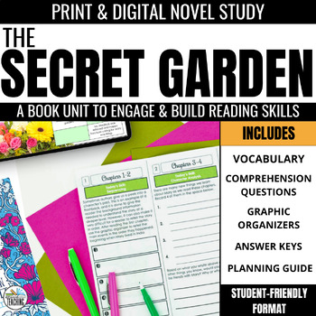 Preview of The Secret Garden Novel Study: Comprehension & Vocabulary Book Unit Activities