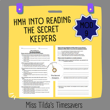 Preview of The Secret Keepers - Grade 5 HMH into Reading