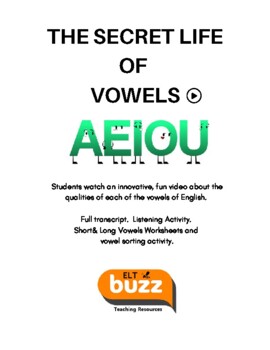 Preview of The Secret Life Of Vowels. Video Lesson. Short, Long Vowels. Pronunciation.