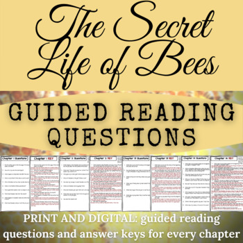 Preview of The Secret Life of Bees Guided Reading Comprehension Questions | Digital & Print