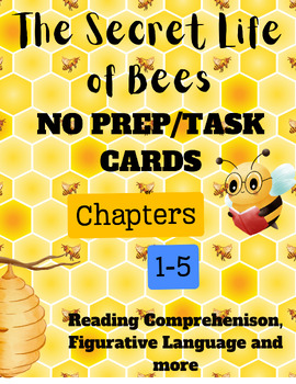Preview of The Secret Life of Bees Reading Task Cards Chapters 1-5:  No Prep Printables
