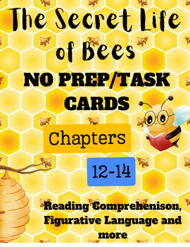 Preview of The Secret Life of Bees Reading Task Cards Chapters 12-14: No Prep Printables