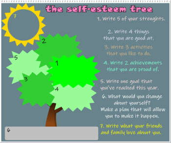 Preview of The Self-Esteem Tree Worksheet for Individual and Counselling Sessions