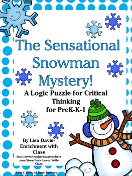 Preview of Sensational Snowman Mystery! Logic Puzzle for PreK-K-1