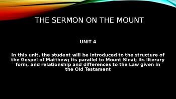 Preview of The Sermon on the Mount, Unit 4