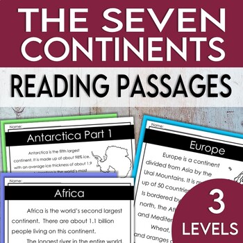 Preview of Seven Continents Reading Passages & Comprehension Questions (Print & Digital)
