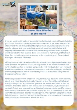 Preview of The Seven New World Wonders - B2/C1 Reading and Grammar - FULL LESSON PLAN!