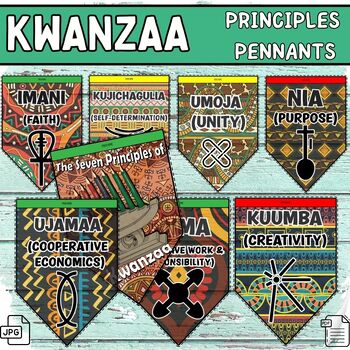 Preview of The Seven Principles Pennants,Kwanzaa Banners,Bulletin Board