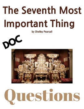 Preview of The Seventh Most Important Thing - Reading Comprehension Questions/Reading Guide