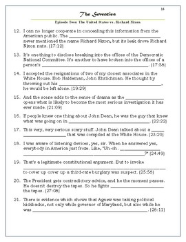 The Seventies Episode 2 Worksheets, Puzzles, and Test by Elise Parker TpT