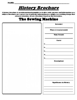 Preview of The Sewing Machine "Invention Brochure" Worksheet & WebQuest