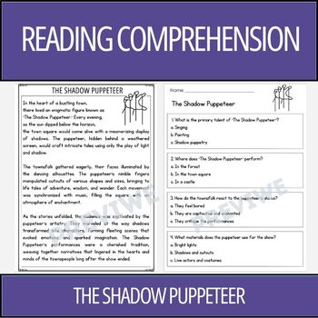 Preview of The Shadow Puppeteer - Reading Comprehension Activity (Levels J,K,L,and M)