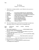 The Shining Chapters 1-4 Vocabulary Worksheet