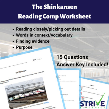 Preview of The Shinkansen High Speed Rail Reading Comprehension Worksheet