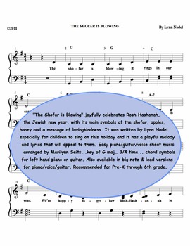Preview of The Shofar is Blowing - Easy piano children's song for Rosh Hashanah
