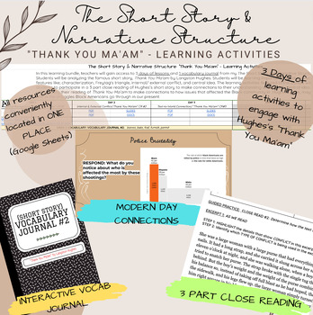 Preview of The Short Story & Narrative Structure: "Thank You Ma'am" - Learning Activities