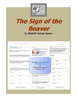 Preview of The Sign of the Beaver Complete Literature and Grammar Unit