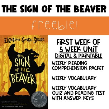 Preview of The Sign of the Beaver Digital & Printable Freebie