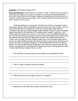 The Significance of the Battle of Tours. Document Based Questions