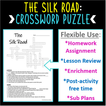 The Silk Road Crossword Puzzle and Key by Social Studies Resource Buddies
