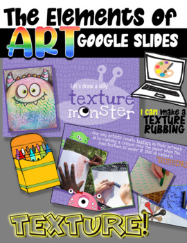 Preview of The Silly Texture Monster: Art Lesson for Pre-K to 2nd Grade