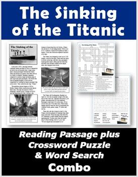 Preview of The Sinking of the Titanic Reading Passage & Puzzle Combo