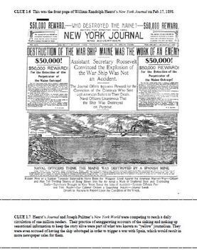Newspaper front page about the sinking of the USS Maine on