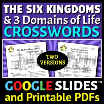 Preview of Six Kingdoms & Three Domains of Life Crossword | Printable & Distance Learning
