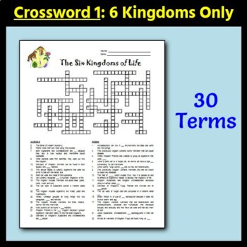 Six Kingdoms & Three Domains of Life Crossword | Printable & Distance