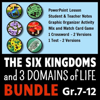 Preview of The Six Kingdoms & Three Domains of Life BUNDLE | Printable & Distance Learning