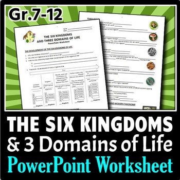 Preview of Six Kingdoms & Three Domains of Life PowerPoint Worksheet | Editable Doc & PDFs