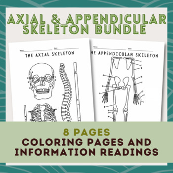 Preview of The Skeleton Bundle- Appendicular and Axial Coloring Pages, Info, and Worksheets