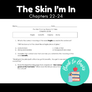 Preview of The Skin I'm In-Sharon G. Flake Chapters 22-24 Reading Questions