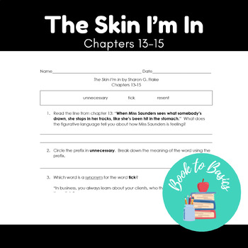 Preview of The Skin I'm In-Sharon G. Flake Chapters 13-15 Reading Questions