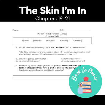 Preview of The Skin I'm In-Sharon G. Flake Chapters 19-21 Reading Questions
