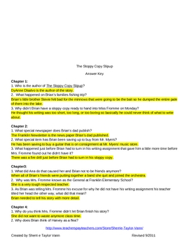 Preview of The Sloppy Copy Slipup by DyAnne Disalvo Comprehension Questions