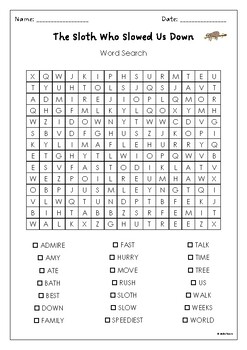 The Sloth Who Slowed Us Down Word Search Puzzle Activity Margaret Wild