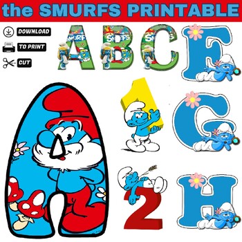 Preview of The Smurfs Printable Letters A-Z and Numbers 0-9