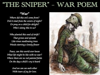 Preview of The Sniper – Original War Poem, Close Reading Questions, and Creative Activity