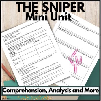 Preview of The Sniper Short Story Unit Reading Comprehension, Citing Text Evidence Practice