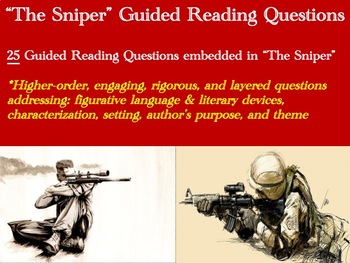 Preview of The Sniper – Text Study with 25 Guided Reading Questions