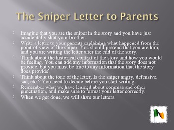 Preview of "The Sniper" - Write a Letter to Your Parents - Point of View