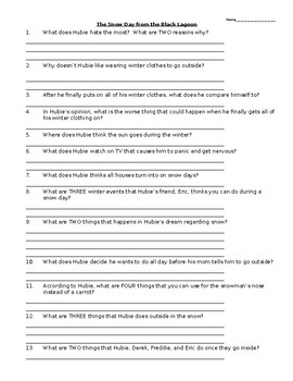 The Snow Day From The Black Lagoon Worksheets Teaching Resources Tpt