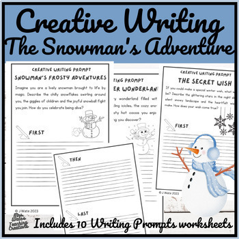 Preview of Creative Writing Prompts Activities - Back To School Winter Themed Worksheets