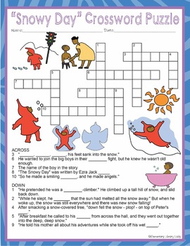 The Snowy Day Activities Ezra Jack Keats Crossword Puzzle and Word Search