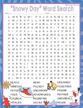 The Snowy Day Activities Ezra Jack Keats Crossword Puzzle and Word Search