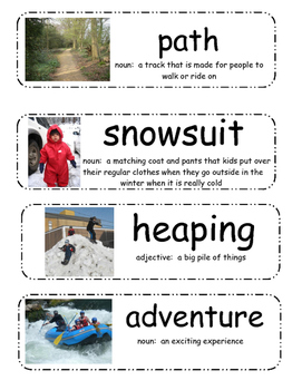 Preview of The Snowy Day by Ezra Jack Keats vocabulary cards